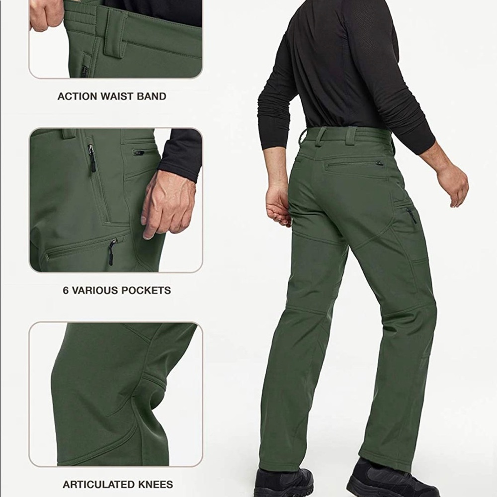 TSLA Men's Snow Ski Snowboard Waterproof Fleece Lined Bottoms Olive Us:Large